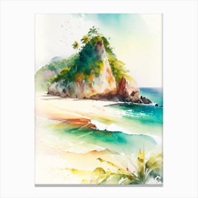 Fernando De Noronha Brazil Watercolour Pastel Tropical Destination Canvas Print