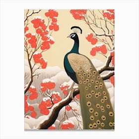 Bird Illustration Peacock 2 Canvas Print