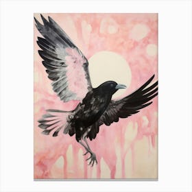 Pink Ethereal Bird Painting Raven 3 Canvas Print