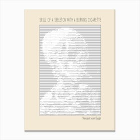 Ascii art Minimalist – Skull Of A Skeleton With A Burning Cigarette – Classic Painting Canvas Print