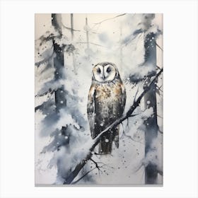 Winter Watercolour Owl 2 Canvas Print