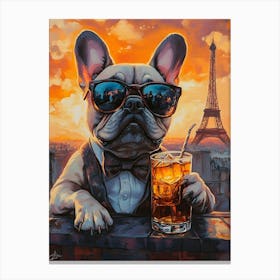 Whimsical Frenchies At The Bar 17 Canvas Print