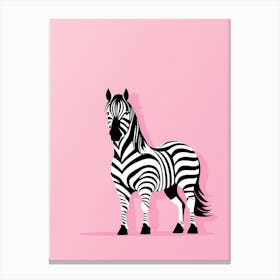 Zebra On Solid pin Background, modern animal art, Canvas Print