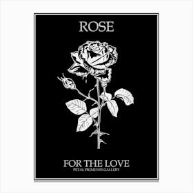 Black And White Rose Line Drawing 7 Poster Inverted Canvas Print