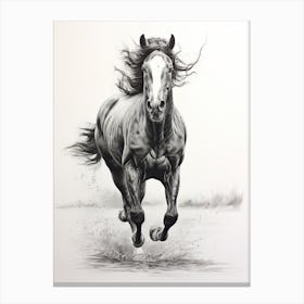 A Horse Painting In The Style Of Stippling 2 Canvas Print