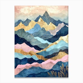 Mountains In Blue And Gold Canvas Print