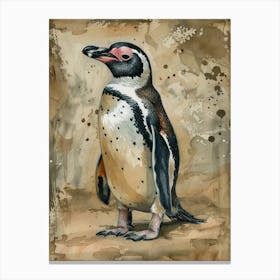 Humboldt Penguin Robben Island Watercolour Painting 1 Canvas Print