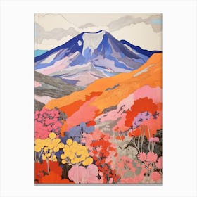 Mount Etna Italy Colourful Mountain Illustration Canvas Print