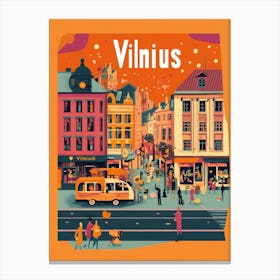 Aihrgdesign A 1970s Inspired Travel Poster For Vilnius Depict Ec2e77b4 48ea 437d B040 209aa0fe04cb 1 Canvas Print