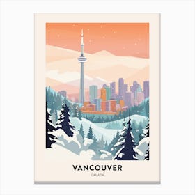 Vintage Winter Travel Poster Vancouver Canada 2 Canvas Print