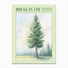 Douglas Fir Tree Atmospheric Watercolour Painting 1 Poster Canvas Print