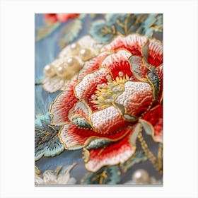 Embroidered Flowers 1 Canvas Print