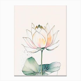 Lotus Flower In Garden Minimal Watercolour 2 Canvas Print