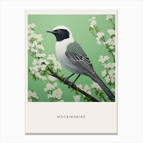 Ohara Koson Inspired Bird Painting Mockingbird 1 Poster Canvas Print