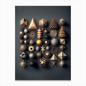 Gold And Black Christmas Baubles Collection  Canvas Print