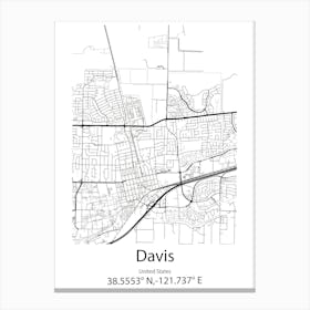 Davis,United States Minimalist Map 1 Canvas Print