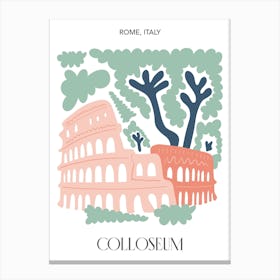 Colloseum   Rome, Italy, , Travel Poster In Cute Illustration Canvas Print