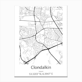 Clondalkin,Ireland Minimalist Map Canvas Print