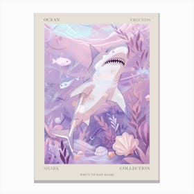 Purple White Tip Reef Shark Illustration 2 Poster Canvas Print