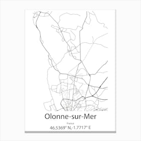 Olonne Sur Mer,France Minimalist Map Canvas Print