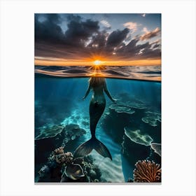 Mermaid At Sunset -Reimagined Canvas Print