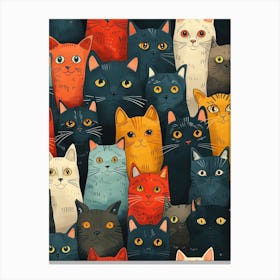 Perfectly Repeatable Artwork With Cute Cat Faces 13 Canvas Print