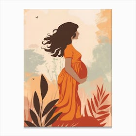 Pregnant Woman In Orange Dress Canvas Print