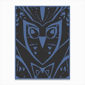 Abstract Owl Black And Blue 1 Canvas Print