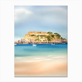 Playa De Muro 2, Mallorca, Spain Watercolour Canvas Print