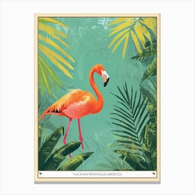 Greater Flamingo Yucatan Peninsula Mexico Tropical Illustration 4 Poster Canvas Print