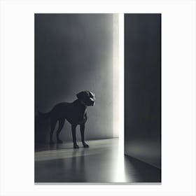 Dog In The Dark. Generated AI. Art Print Canvas Print