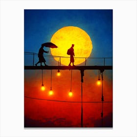 Sunset On A Bridge Canvas Print