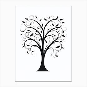 Minimalist Black & White Tree Branch Heart 4 Canvas Print