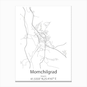 Momchilgrad,Bulgaria Minimalist Map Canvas Print