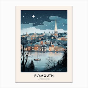 Winter Travel Poster Plymouth United Kingdom 1 Canvas Print