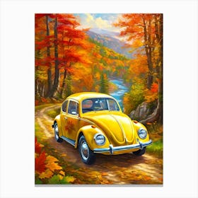 Vw Beetle In Autumn Canvas Print