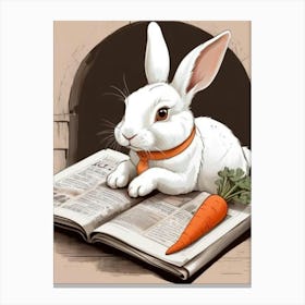 Rabbit Reading A Book 1 Canvas Print