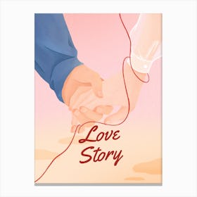 Love Story hands pink and blue Canvas Print
