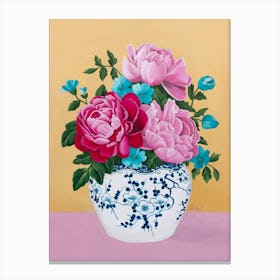 Chinoiserie Vase And Peony Canvas Print