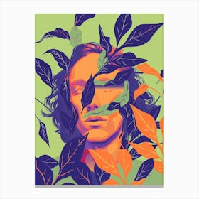 Leaves And Man Canvas Print