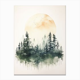 Watercolour Of Taiga Forest   Northern Eurasia And North America 0 Canvas Print