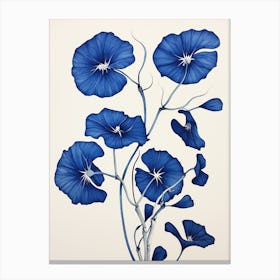 Blue Botanical Morning Glory 1 Canvas Print