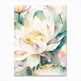 Lotus Flower Repeat Pattern Storybook Watercolour 2 Canvas Print