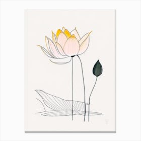 Lotus Flower In Garden Minimal Line Drawing 3 Canvas Print