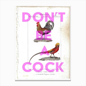 Dont Be A Cock Vintage Canvas Print