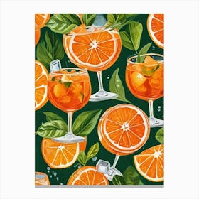 Aperol Spritz Pattern Cocktail Oranges Kitchen Art Art Print (3) Canvas Print