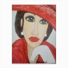 Lady In Red Hat Canvas Print