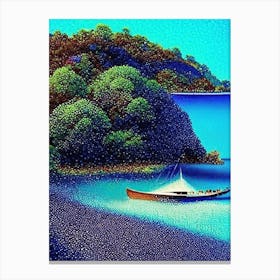 Moyo Island Indonesia Pointillism Style Tropical Destination Canvas Print