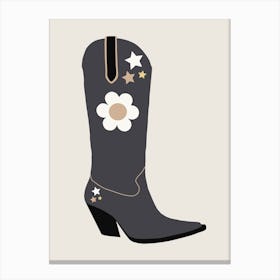 Cowboy Boot | 04 - Black And Cream Canvas Print