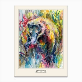 Anteater Colourful Watercolour 1 Poster Canvas Print